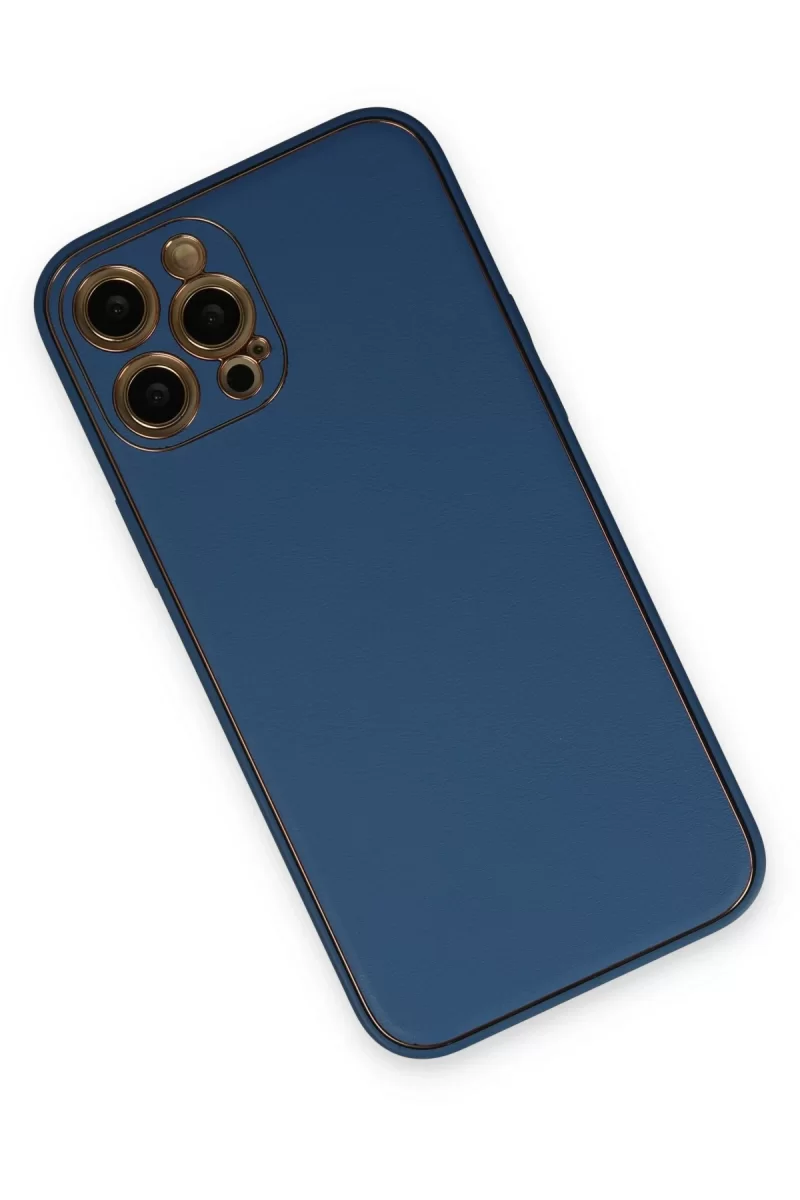 Newface Apple iPhone 12 Pro Kılıf Coco Deri Silikon Kapak - Açık Mavi