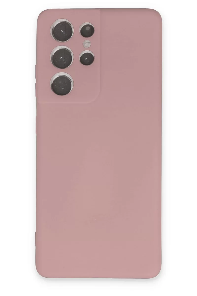 Newface Samsung Galaxy S21 Ultra Kılıf Nano içi Kadife Silikon - Pudra