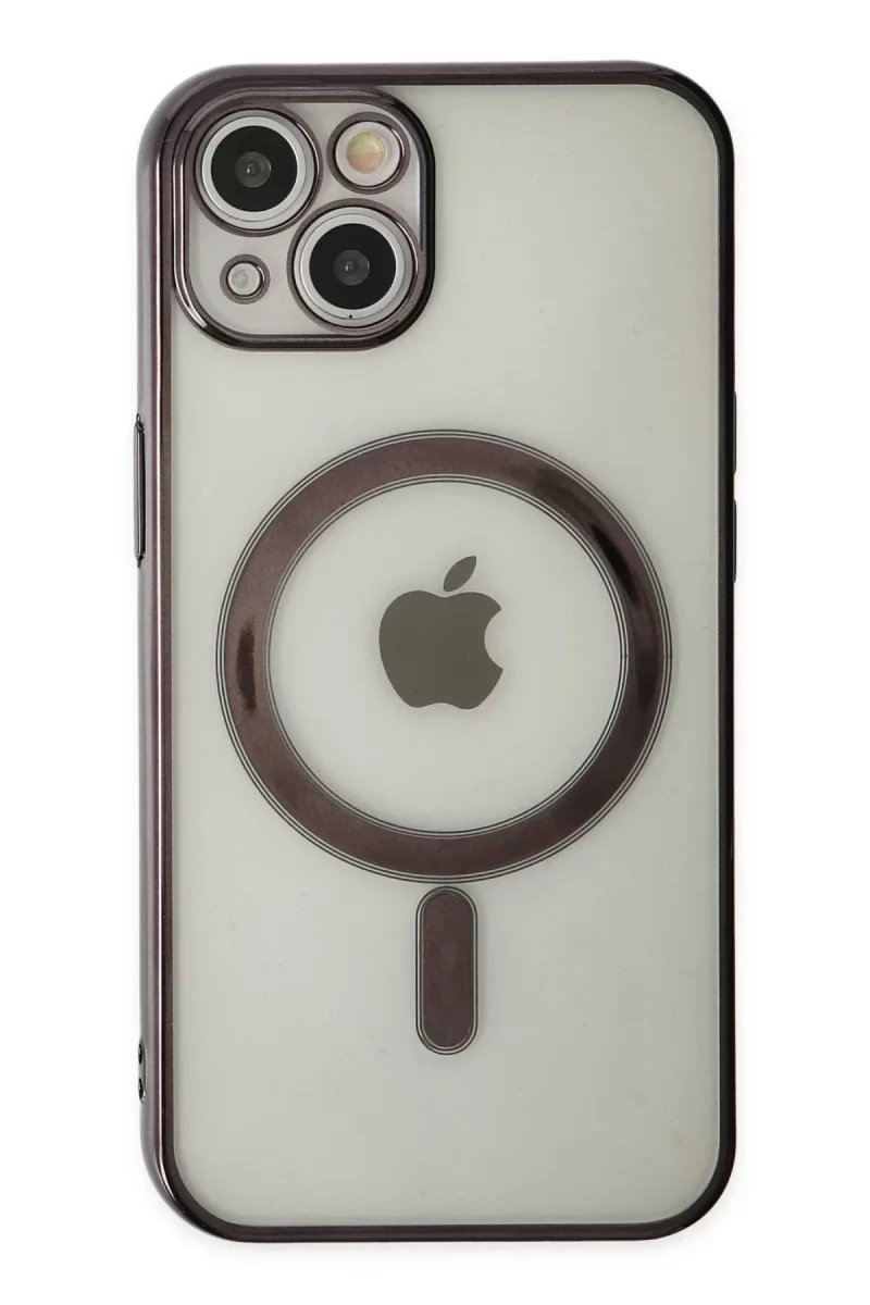 Newface Apple iPhone 14 Plus Kılıf Magneticsafe Lazer Silikon - Siyah