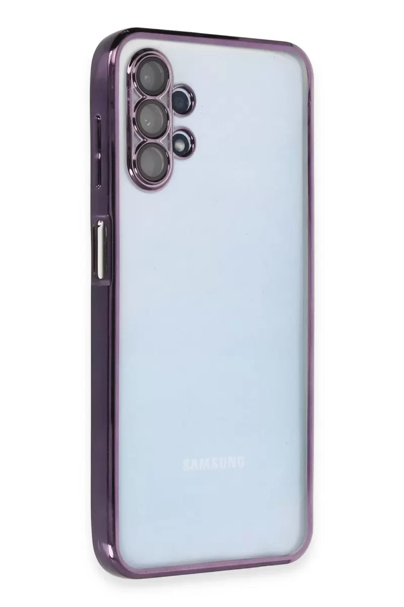 Newface Samsung Galaxy A13 4G Kılıf Razer Lensli Silikon - Mor
