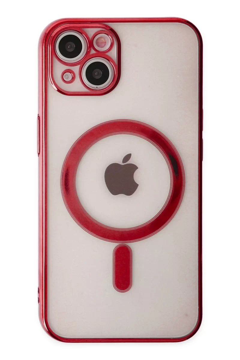 Newface Apple iPhone 14 Plus Kılıf Magneticsafe Lazer Silikon - Kırmızı