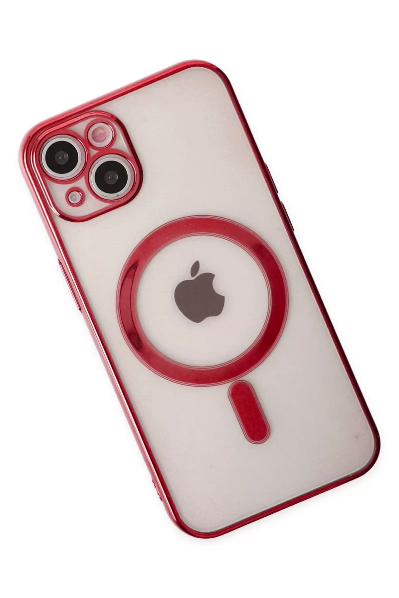 Newface Apple iPhone 14 Plus Kılıf Magneticsafe Lazer Silikon - Kırmızı