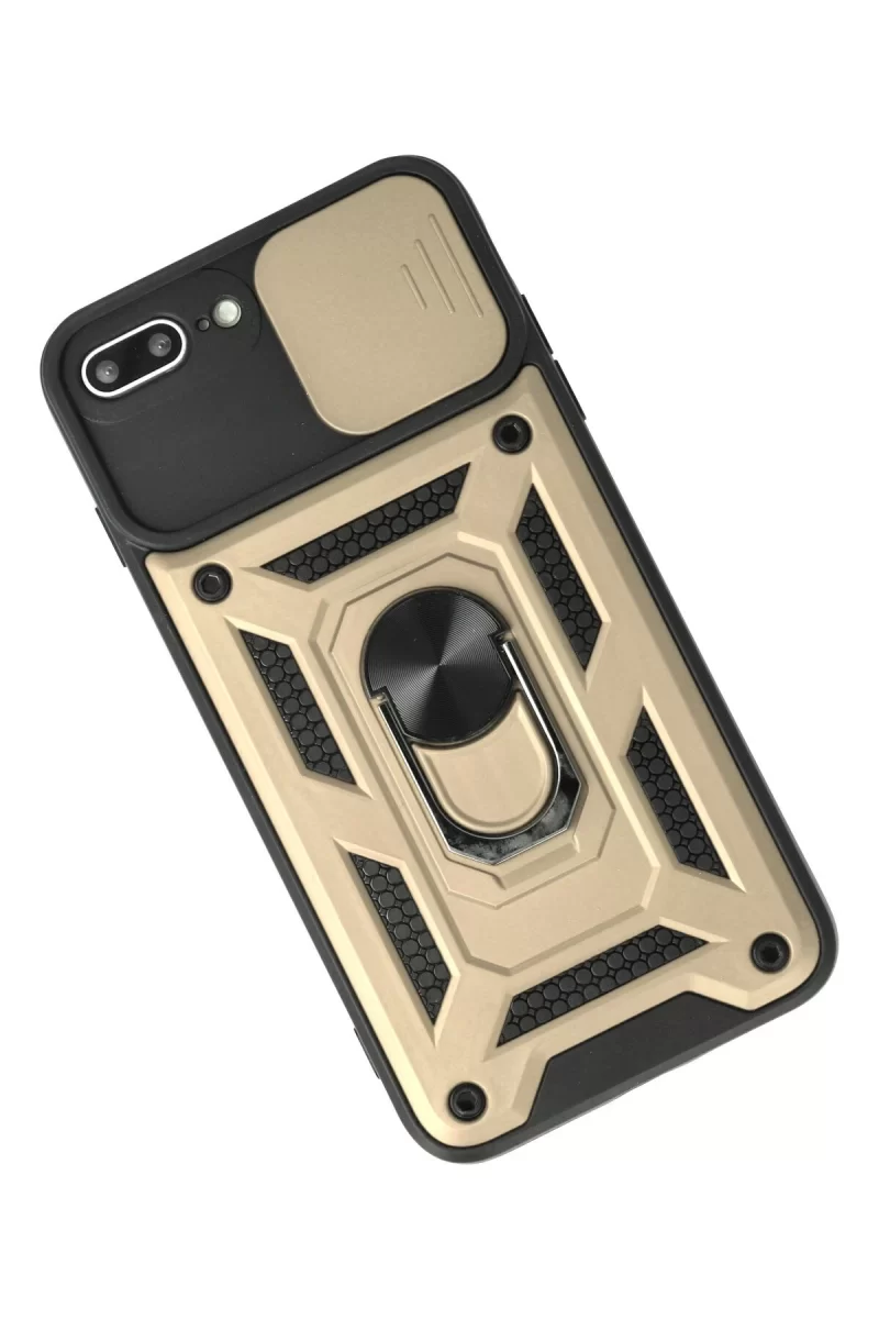 Newface Apple iPhone 7 Plus Kılıf Pars Lens Yüzüklü Silikon - Gold