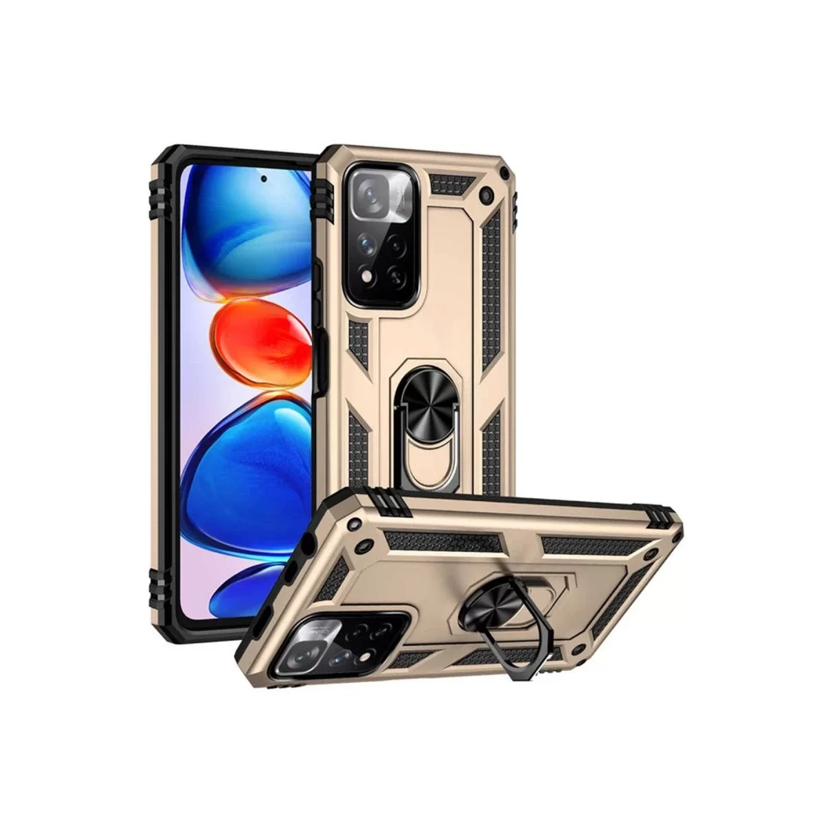 Newface Xiaomi Redmi Note 11 Pro Plus 5G Kılıf Sofya Yüzüklü Silikon Kapak - Gold