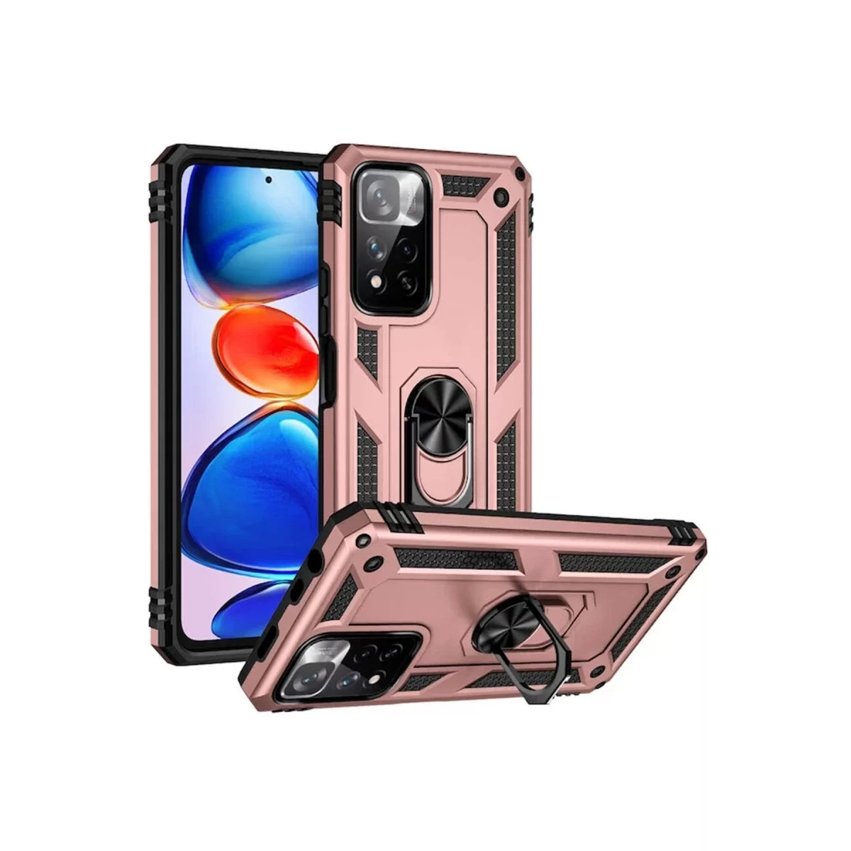 Newface Xiaomi Redmi Note 11 Pro Plus 5G Kılıf Sofya Yüzüklü Silikon Kapak - Rose