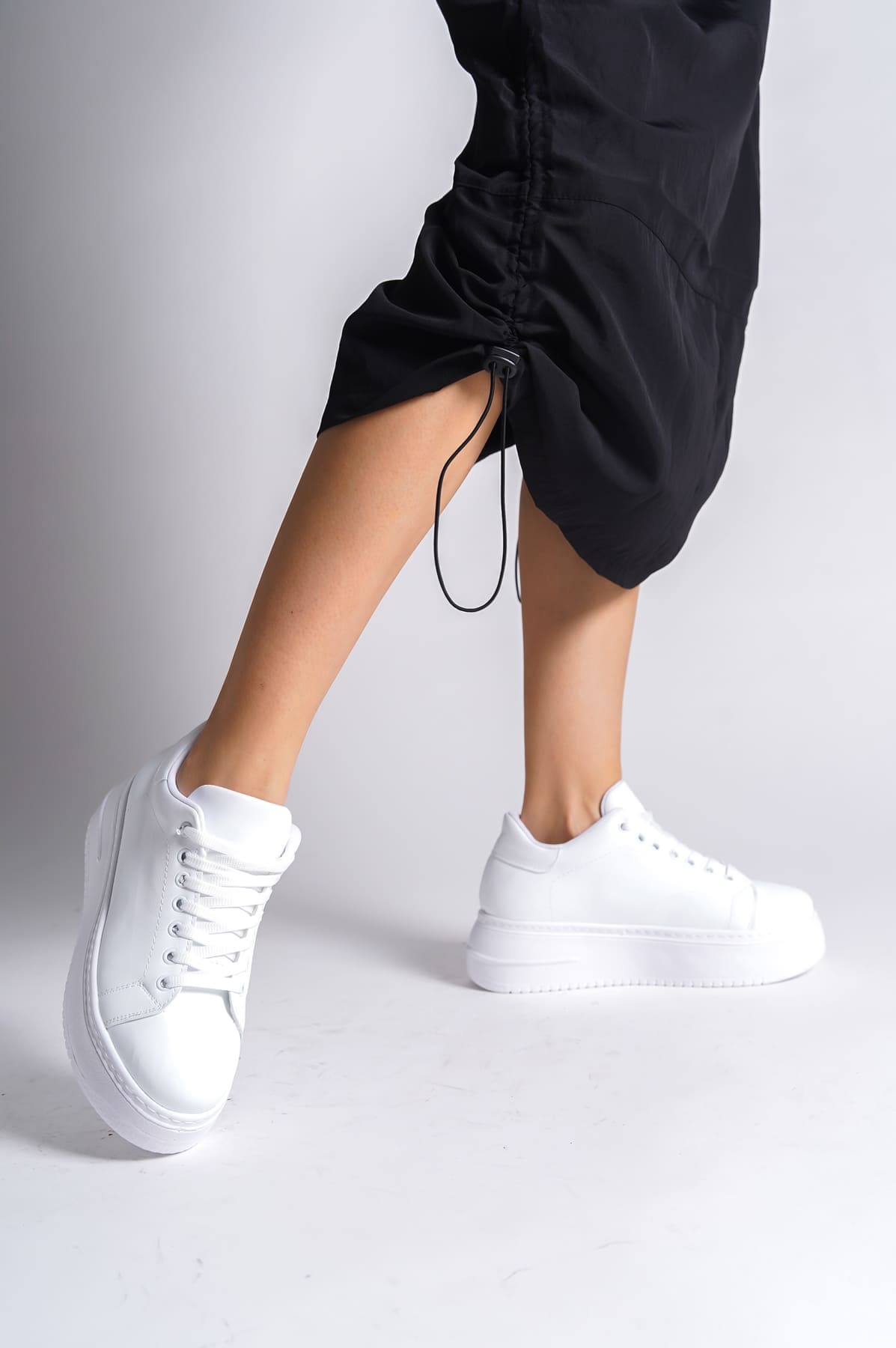 BIANA Bağcıklı Ortopedik Taban Kadın Sneaker Spor Ayakkabı  CBT - Beyaz
