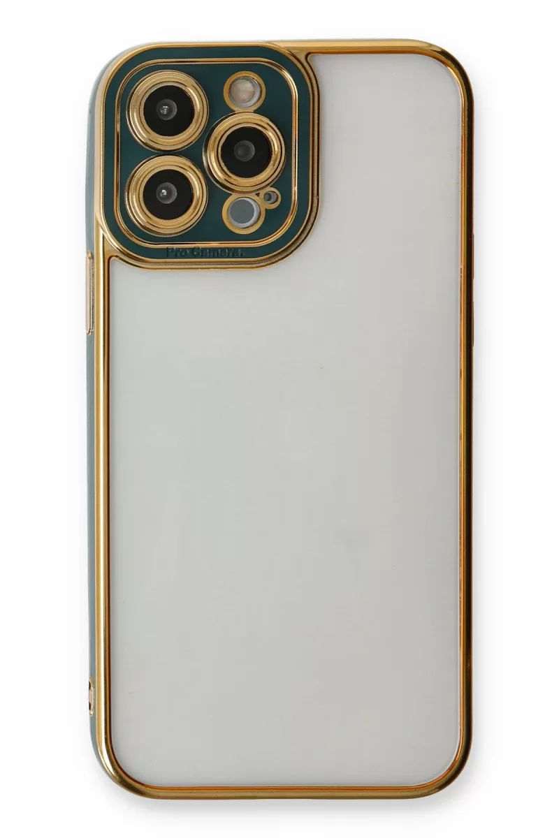 Newface Apple iPhone 13 Pro Max Kılıf Liva Lens Silikon - Yeşil