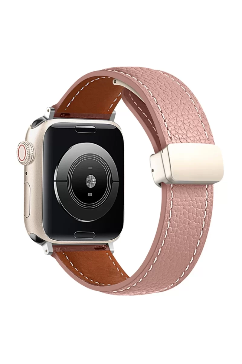 Newface Apple Watch 42mm KR414 Daks Deri Kordon - Pembe