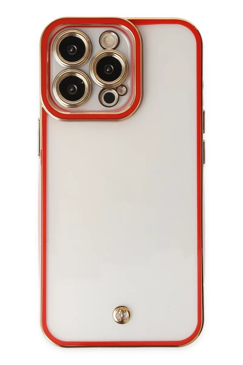 Newface Apple iPhone 13 Pro Kılıf Liva Lens Silikon - Kırmızı