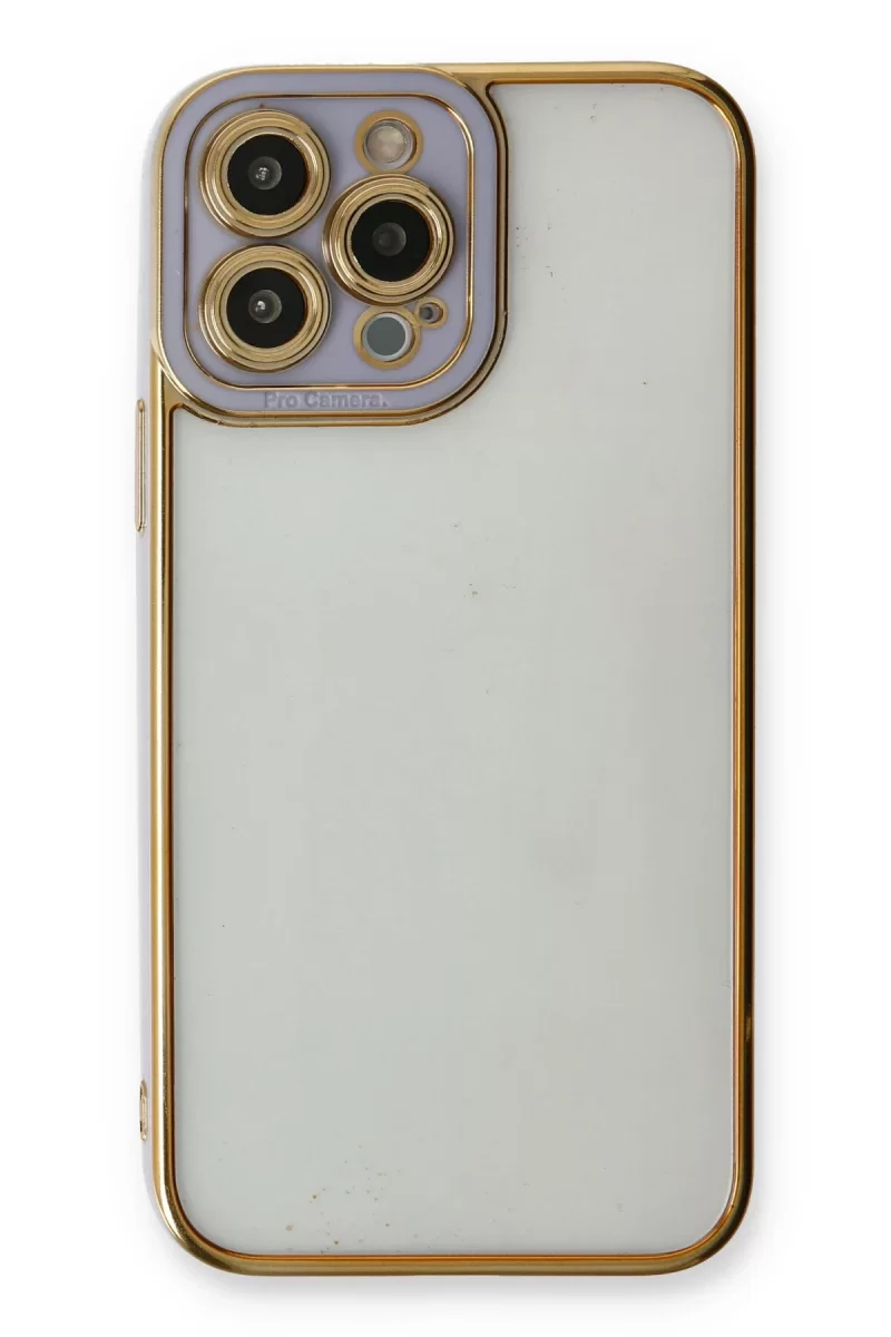 Newface Apple iPhone 13 Pro Max Kılıf Liva Lens Silikon - Lila