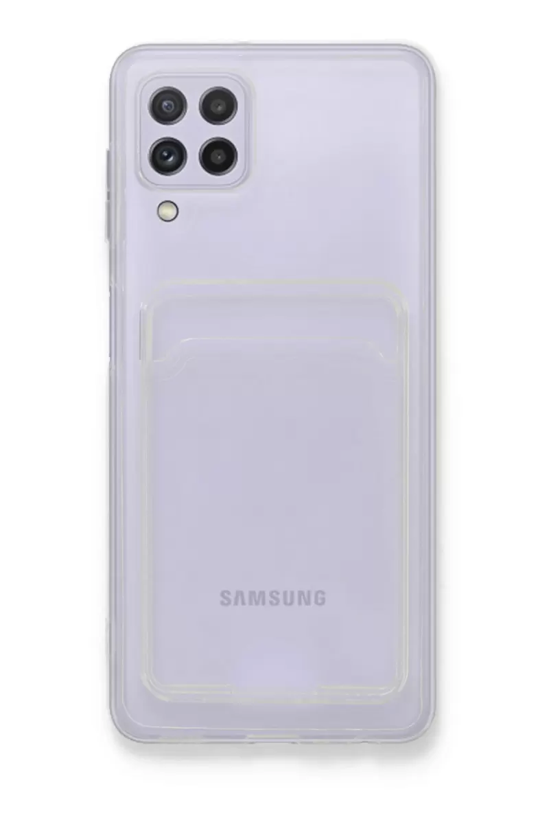 Newface Samsung Galaxy A22 Kılıf Kart Şeffaf Silikon - Şeffaf
