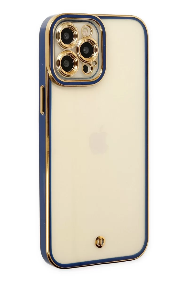 Newface Apple iPhone 12 Pro Max Kılıf Liva Lens Silikon - Mavi