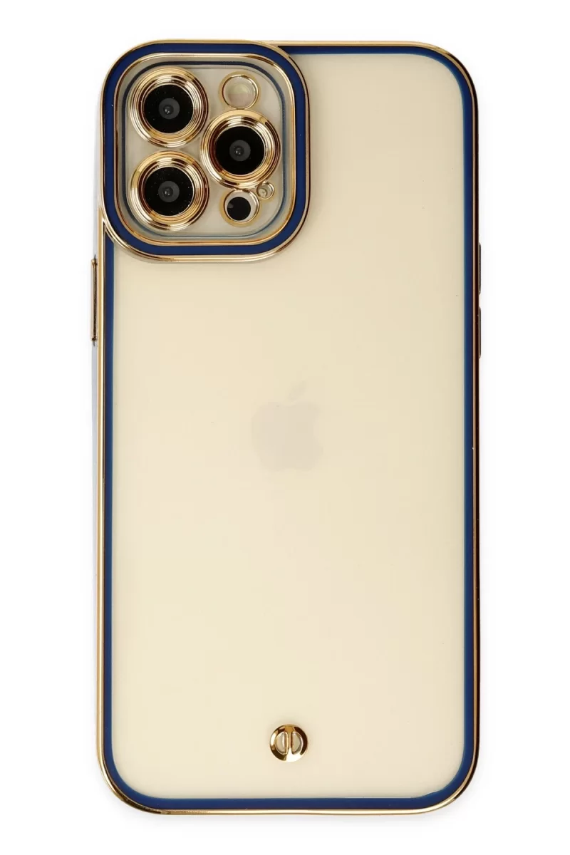 Newface Apple iPhone 12 Pro Max Kılıf Liva Lens Silikon - Mavi