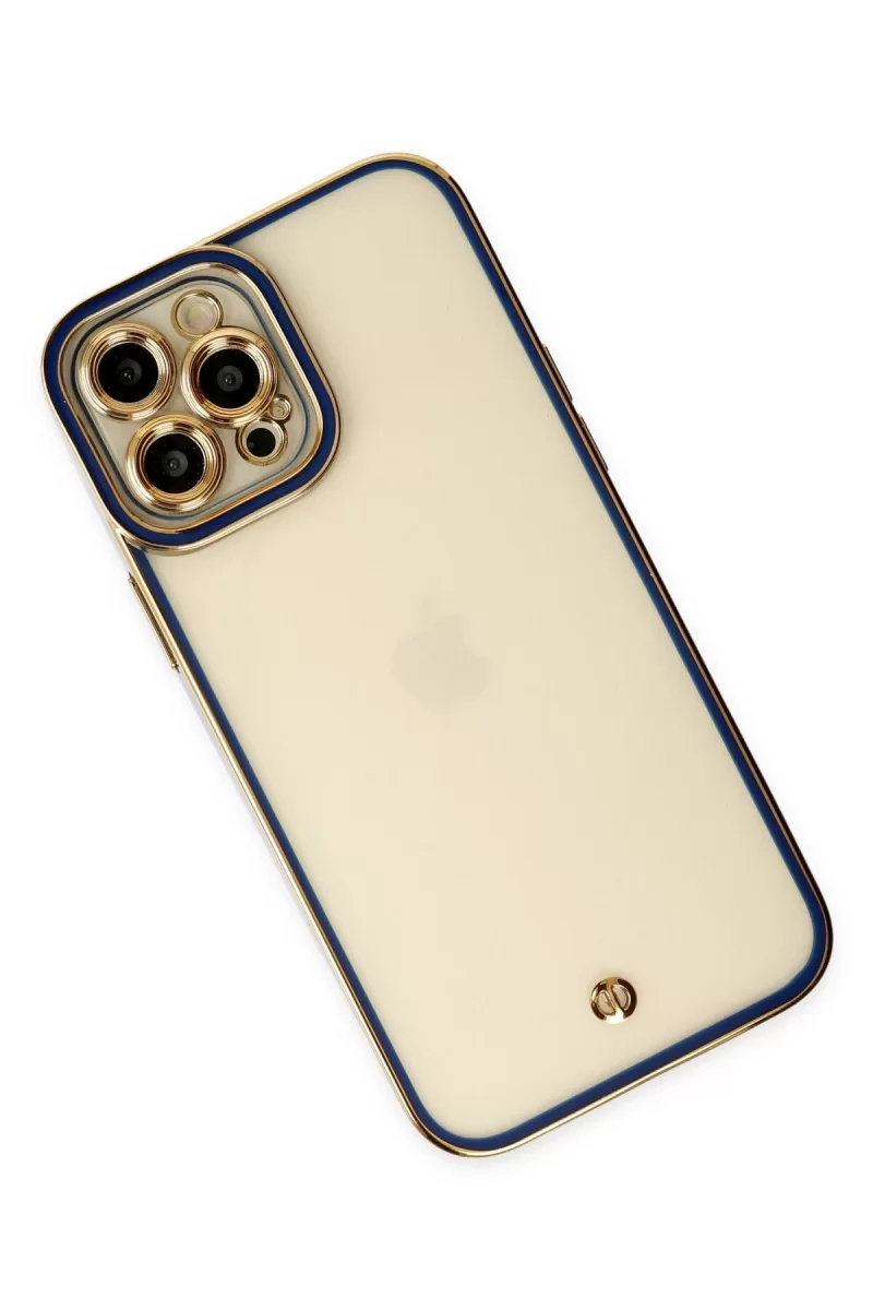 Newface Apple iPhone 12 Pro Max Kılıf Liva Lens Silikon - Mavi