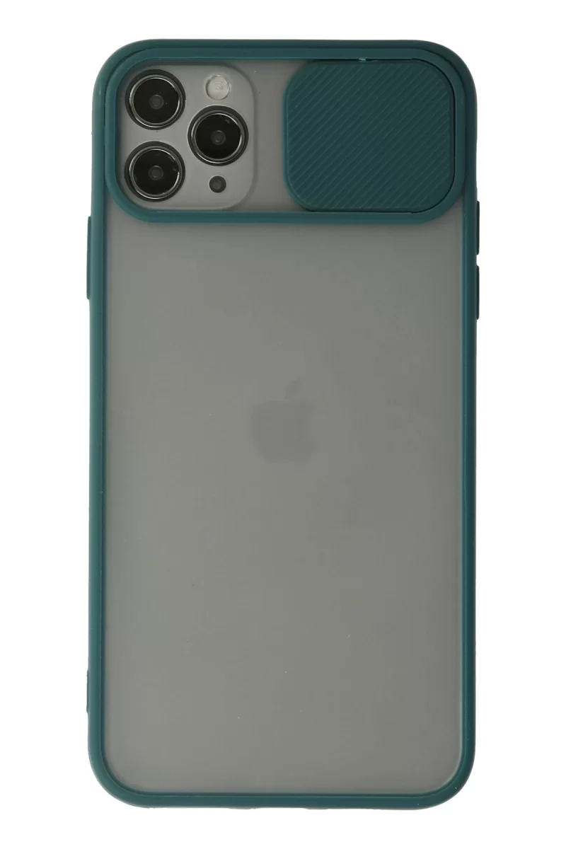 Newface Apple iPhone 11 Pro Kılıf Palm Buzlu Kamera Sürgülü Silikon - Yeşil