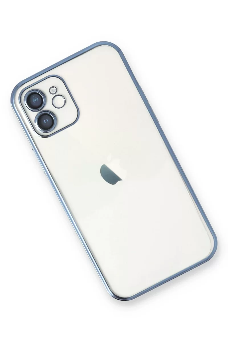 Newface Apple iPhone 12 Kılıf Razer Lensli Silikon - Açık Mavi