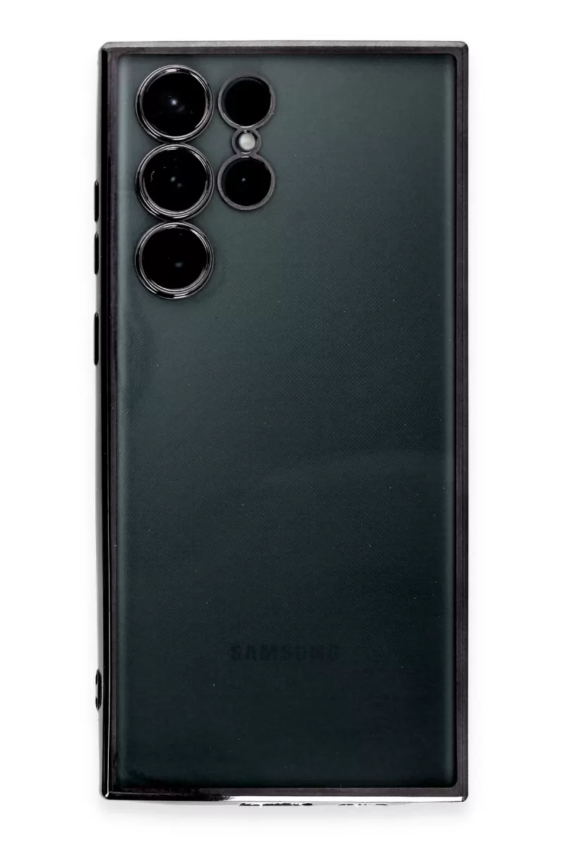 Newface Samsung Galaxy S22 Ultra Kılıf Razer Lensli Silikon - Siyah