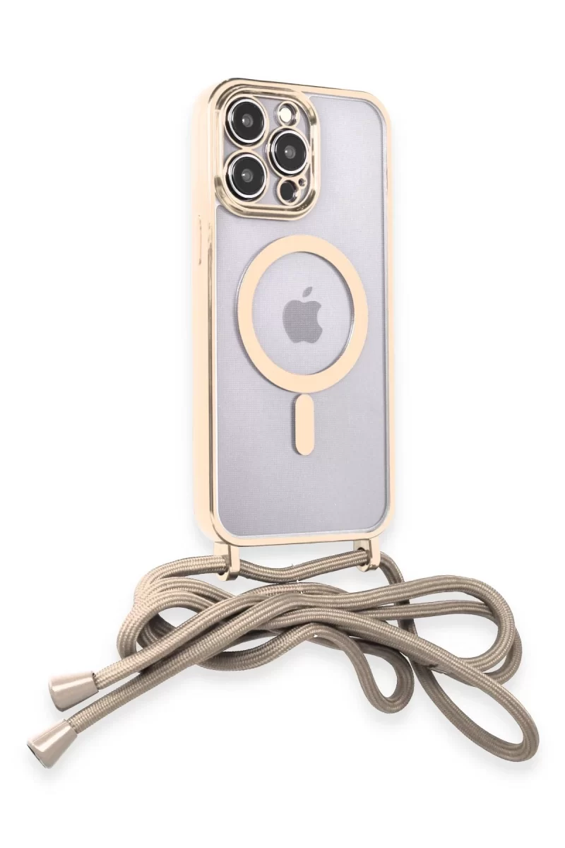 Newface Apple iPhone 12 Pro Kılıf Divo Lazer Askılı Magsafe Kapak - Gold