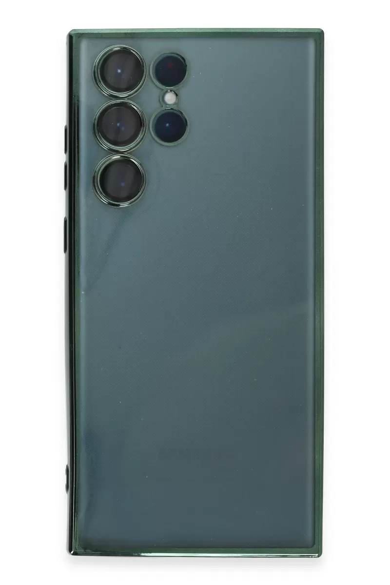 Newface Samsung Galaxy S22 Ultra Kılıf Razer Lensli Silikon - Yeşil