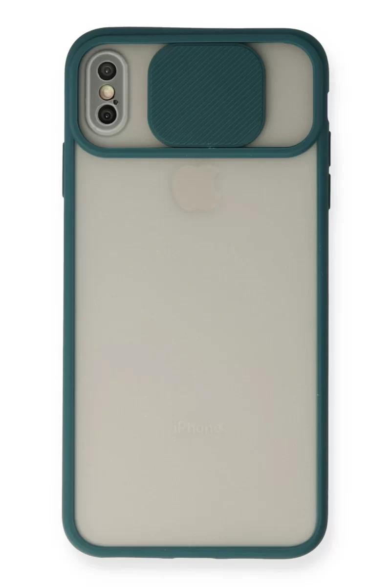 Newface Apple iPhone X Kılıf Palm Buzlu Kamera Sürgülü Silikon - Yeşil