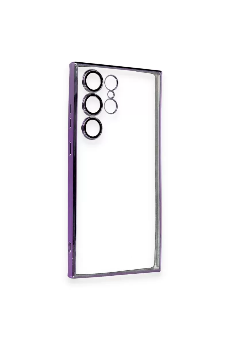 Newface Samsung Galaxy S23 Ultra Kılıf Razer Lensli Silikon - Mor