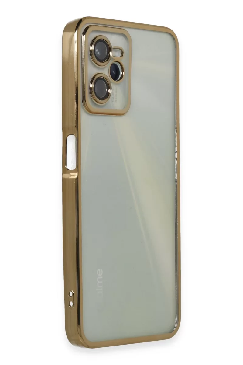 Newface Realme C35 Kılıf Razer Lensli Silikon - Gold