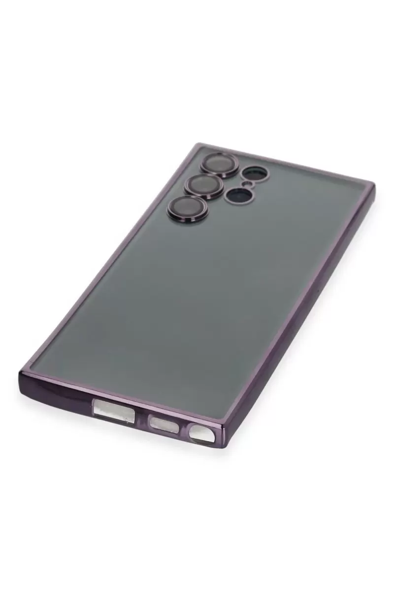 Newface Samsung Galaxy S22 Ultra Kılıf Razer Lensli Silikon - Mor