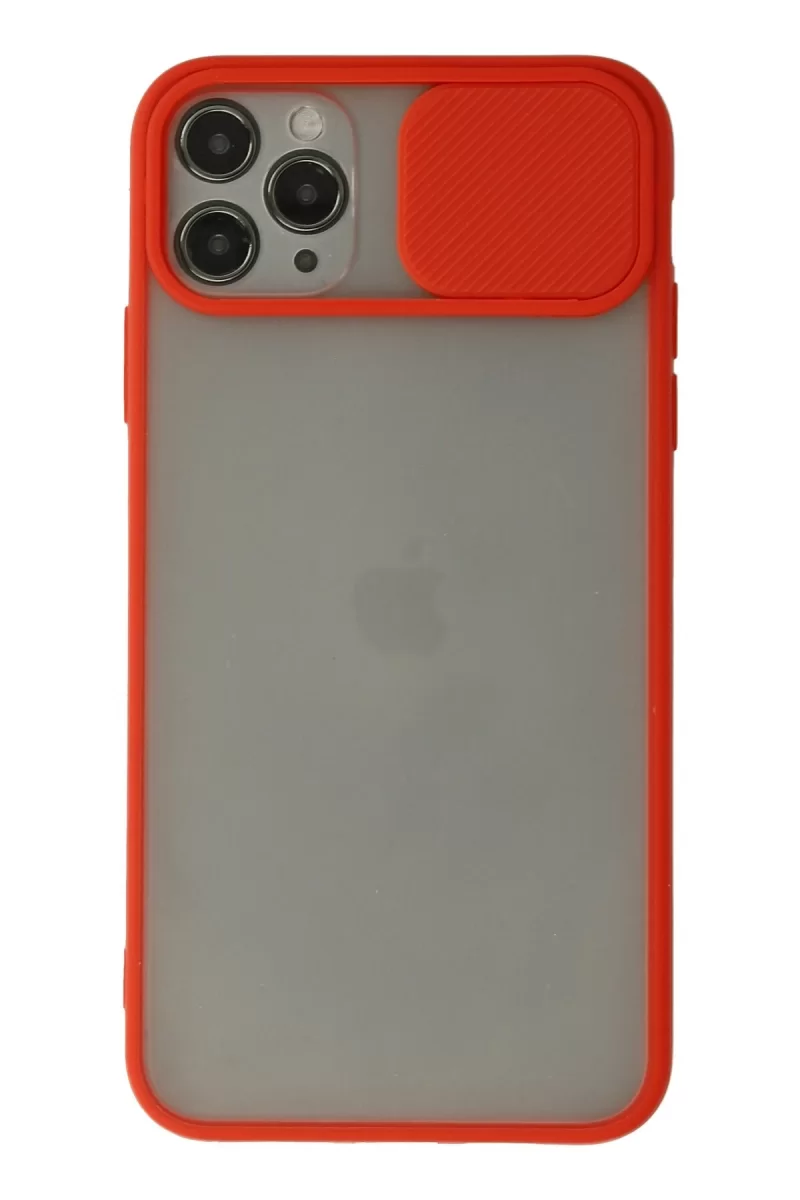 Newface Apple iPhone 11 Pro Kılıf Palm Buzlu Kamera Sürgülü Silikon - Kırmızı
