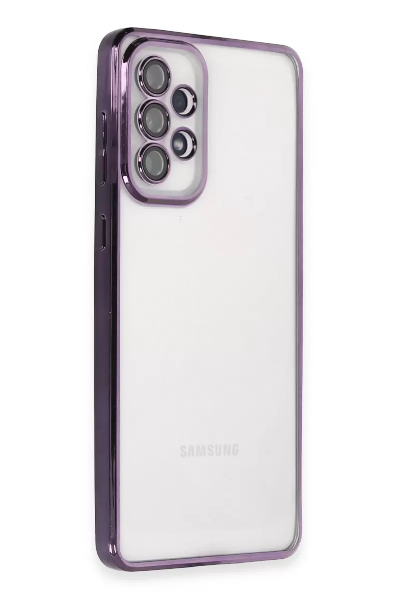 Newface Samsung Galaxy A73 5G Kılıf Razer Lensli Silikon - Mor