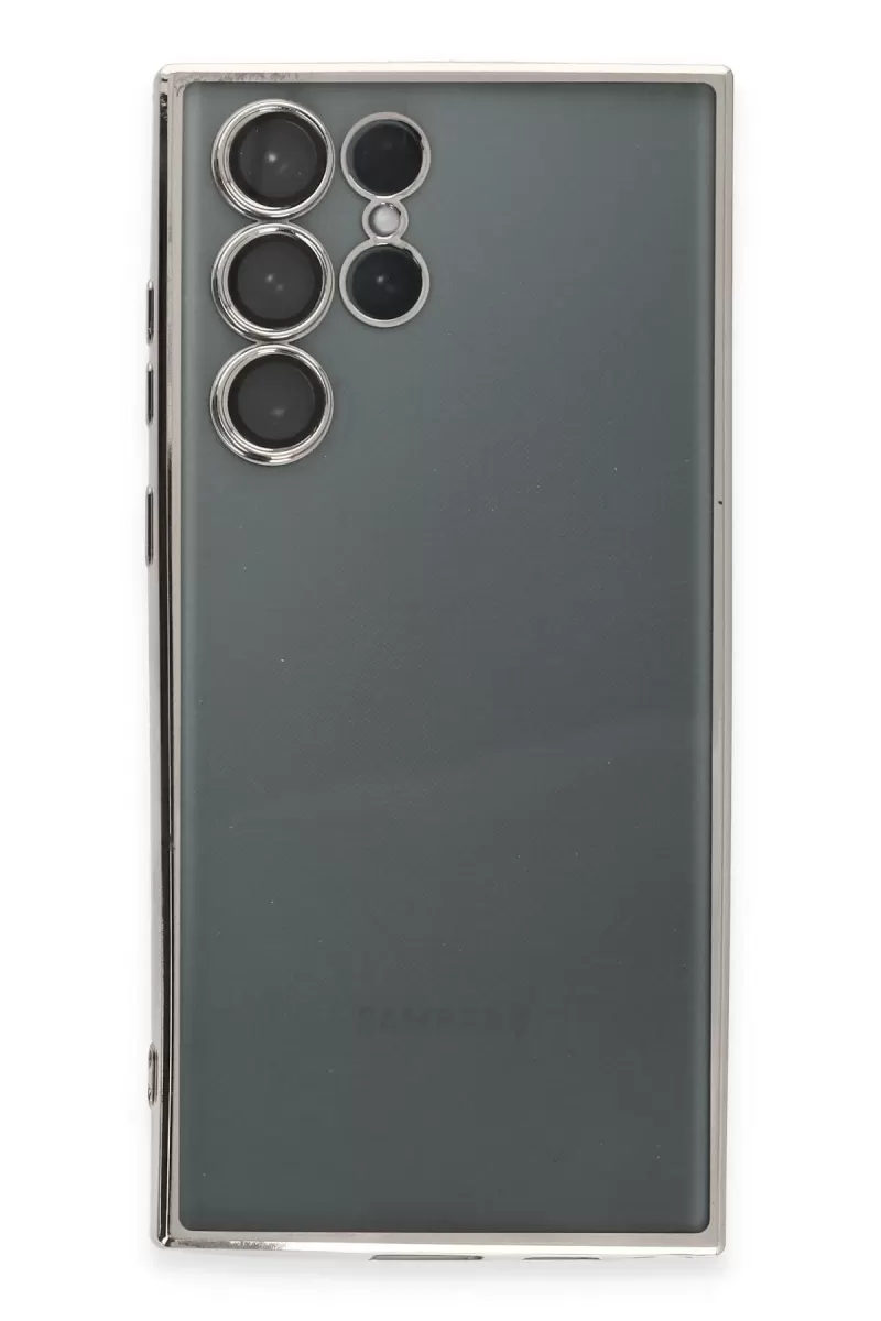 Newface Samsung Galaxy S22 Ultra Kılıf Razer Lensli Silikon - Gümüş