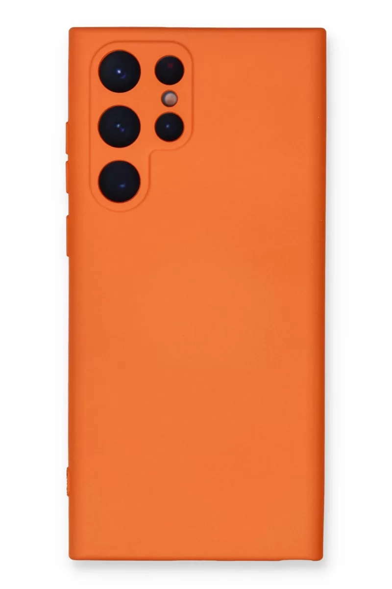 Newface Samsung Galaxy S22 Ultra Kılıf Nano içi Kadife Silikon - Turuncu