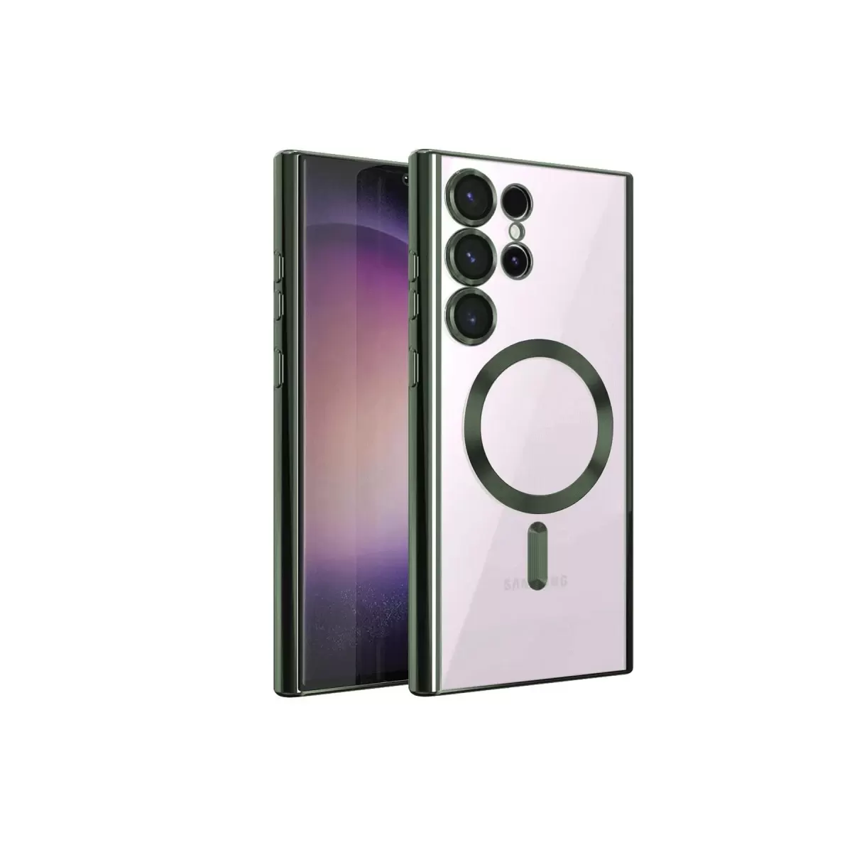 Newface Samsung Galaxy S24 Ultra Kılıf Kross Magneticsafe Kapak - Koyu Yeşil