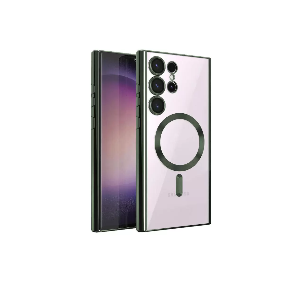 Newface Samsung Galaxy S24 Ultra Kılıf Kross Magneticsafe Kapak - Koyu Yeşil