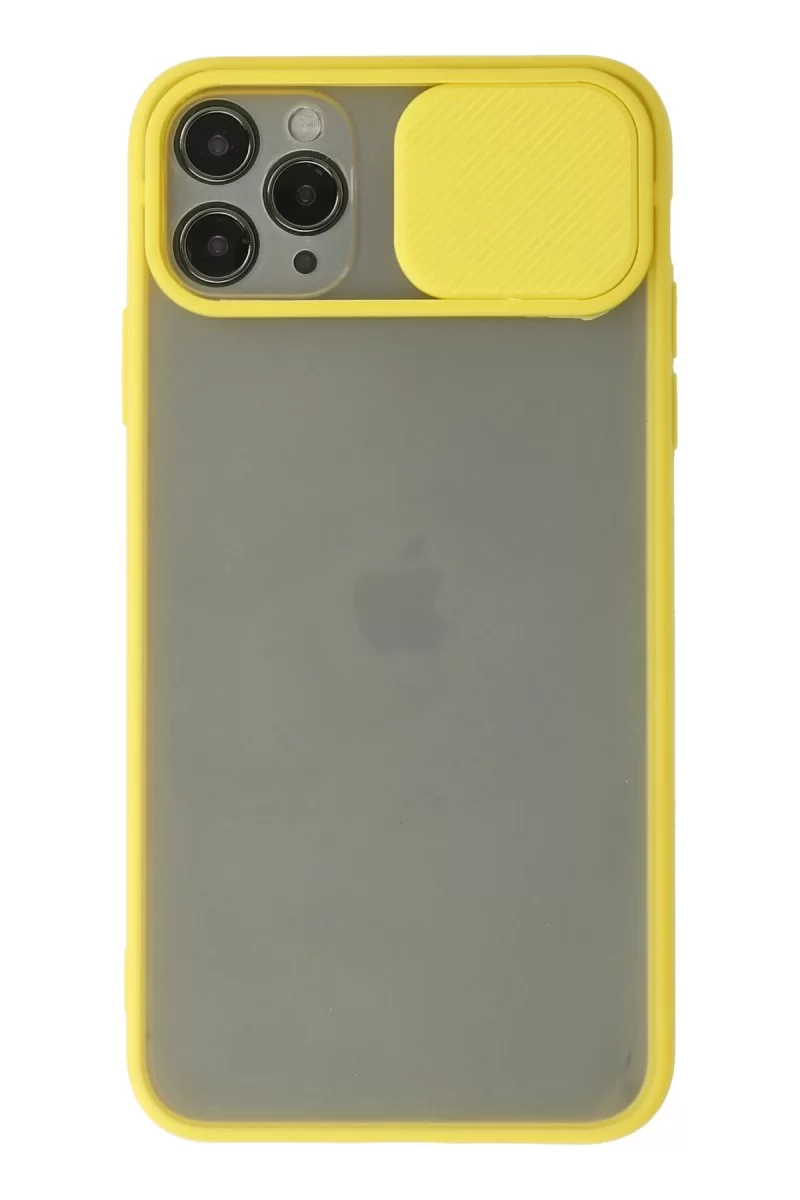 Newface Apple iPhone 11 Pro Kılıf Palm Buzlu Kamera Sürgülü Silikon - Sarı