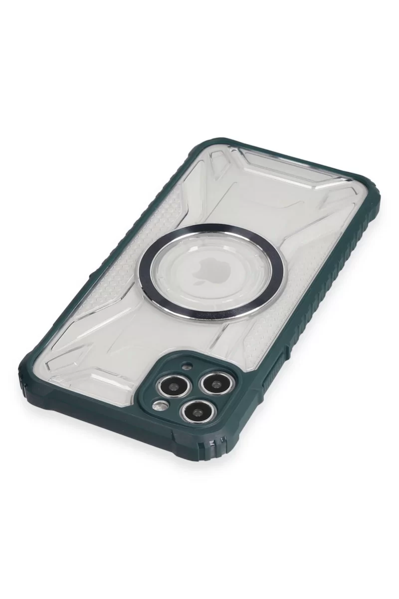 Newface Apple iPhone 11 Pro Max Kılıf Prag Magneticsafe Kapak - Koyu Yeşil