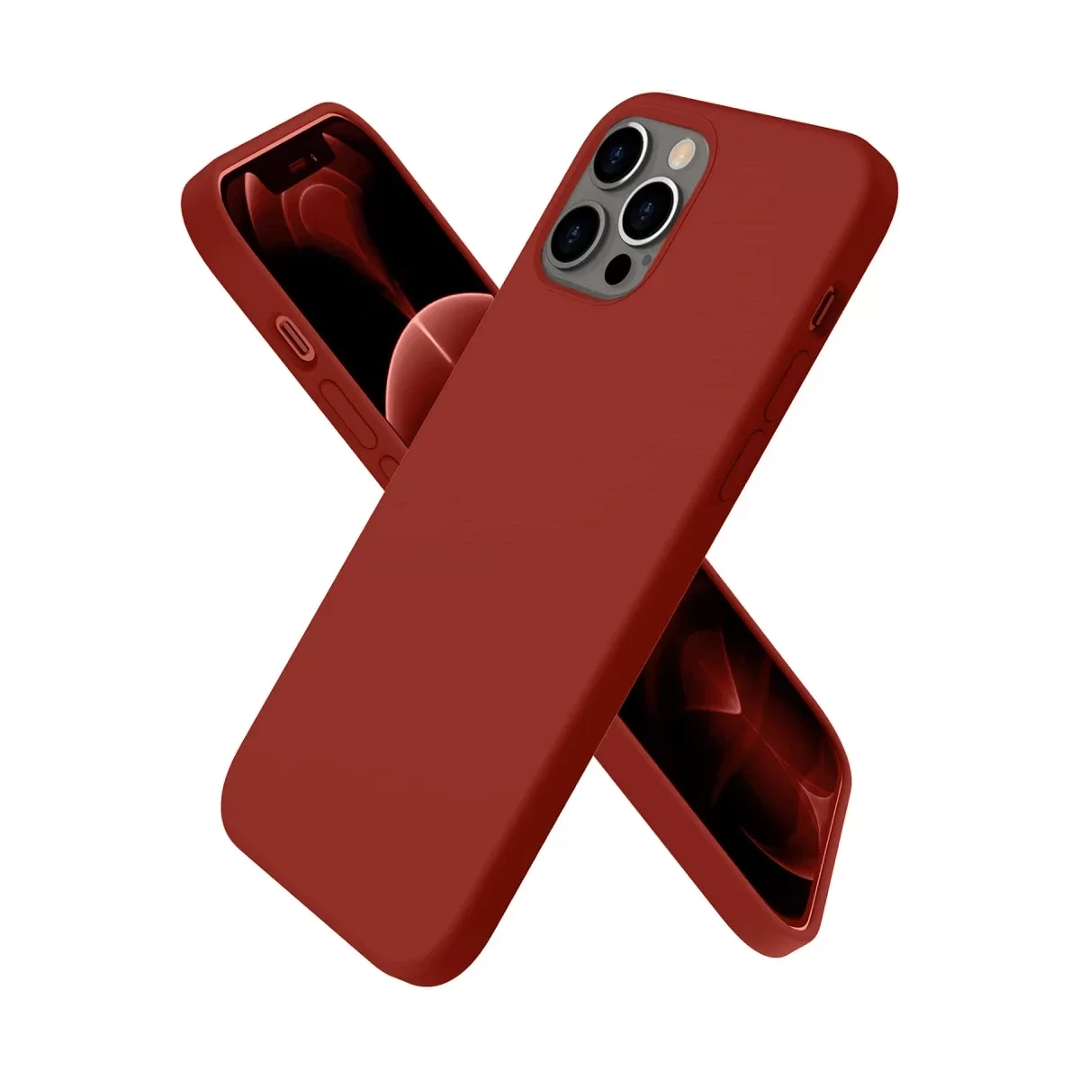 Newface Apple iPhone 12 Pro Max Kılıf First Silikon - Bordo