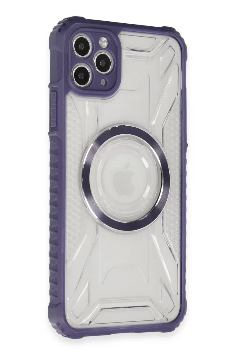 Newface Apple iPhone 11 Pro Max Kılıf Prag Magneticsafe Kapak - Derin Mor