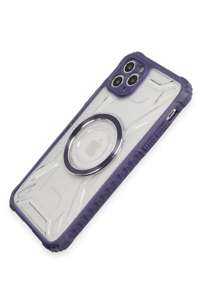 Newface Apple iPhone 11 Pro Max Kılıf Prag Magneticsafe Kapak - Derin Mor