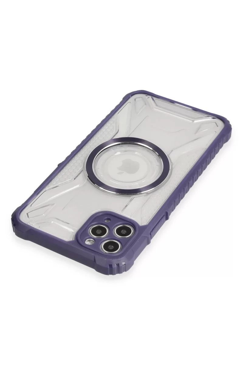 Newface Apple iPhone 11 Pro Max Kılıf Prag Magneticsafe Kapak - Derin Mor