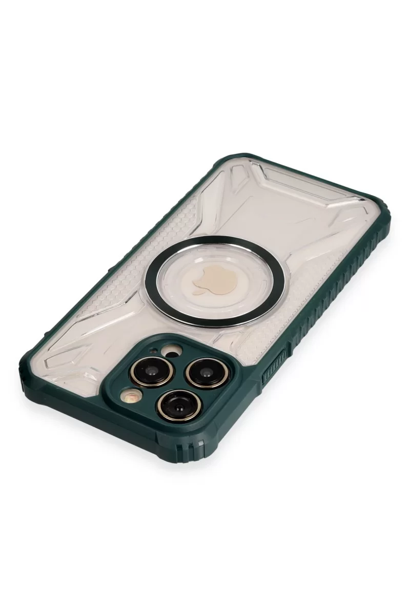 Newface Apple iPhone 14 Pro Max Kılıf Prag Magneticsafe Kapak - Koyu Yeşil
