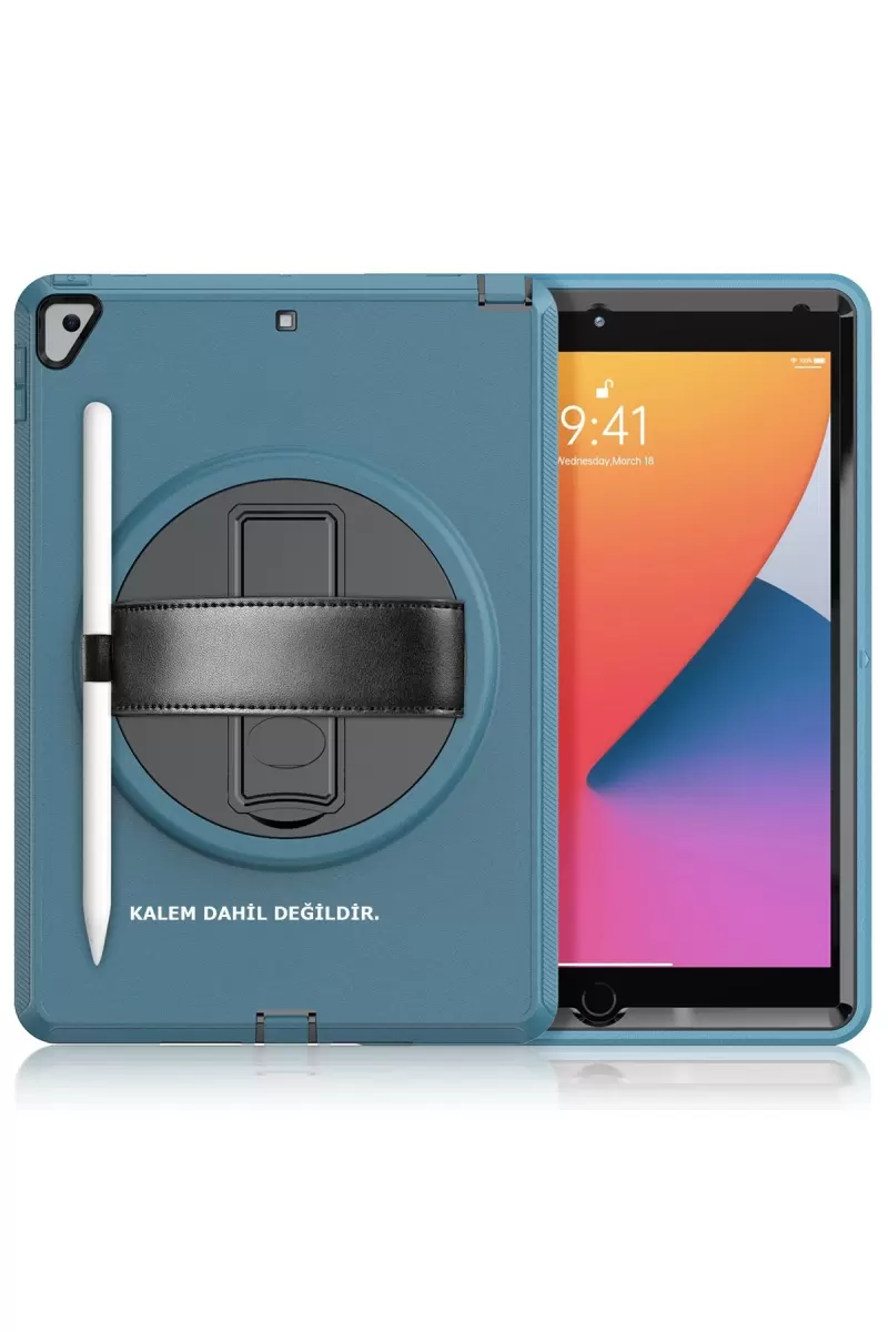 Newface Apple iPad 10.2 (7.nesil) Kılıf Hand Strap Tablet Kılıfı - Turkuaz