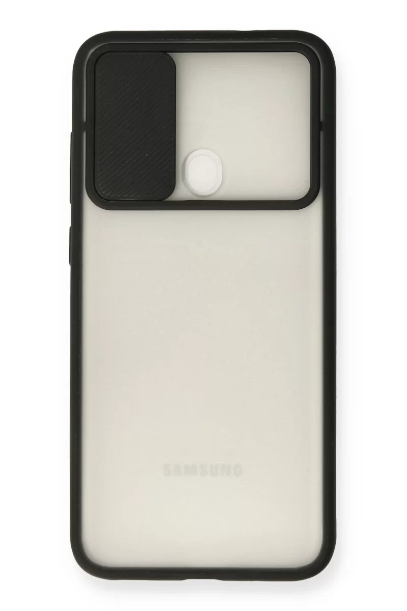 Newface Samsung Galaxy A11 Kılıf Palm Buzlu Kamera Sürgülü Silikon - Siyah