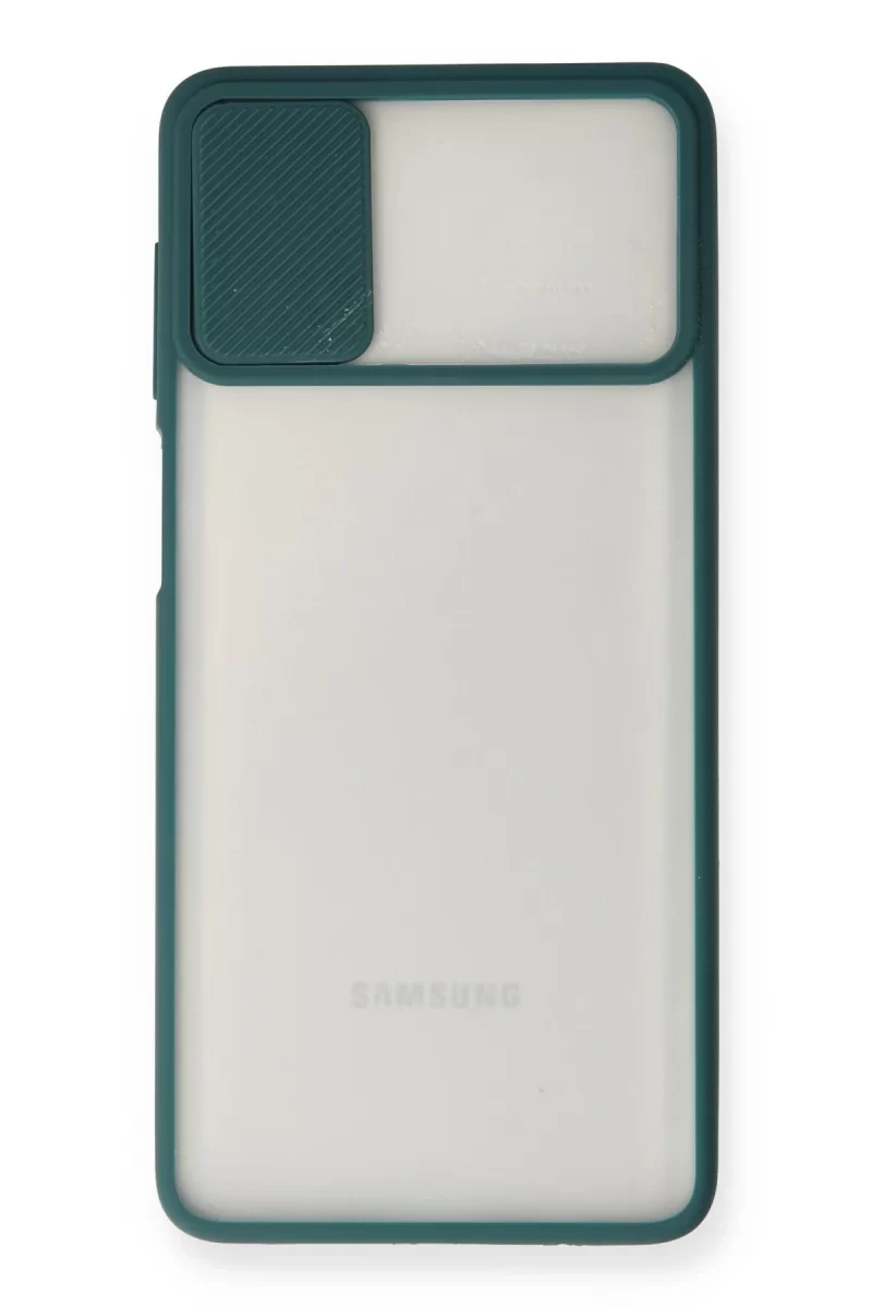 Newface Samsung Galaxy M51 Kılıf Palm Buzlu Kamera Sürgülü Silikon - Yeşil