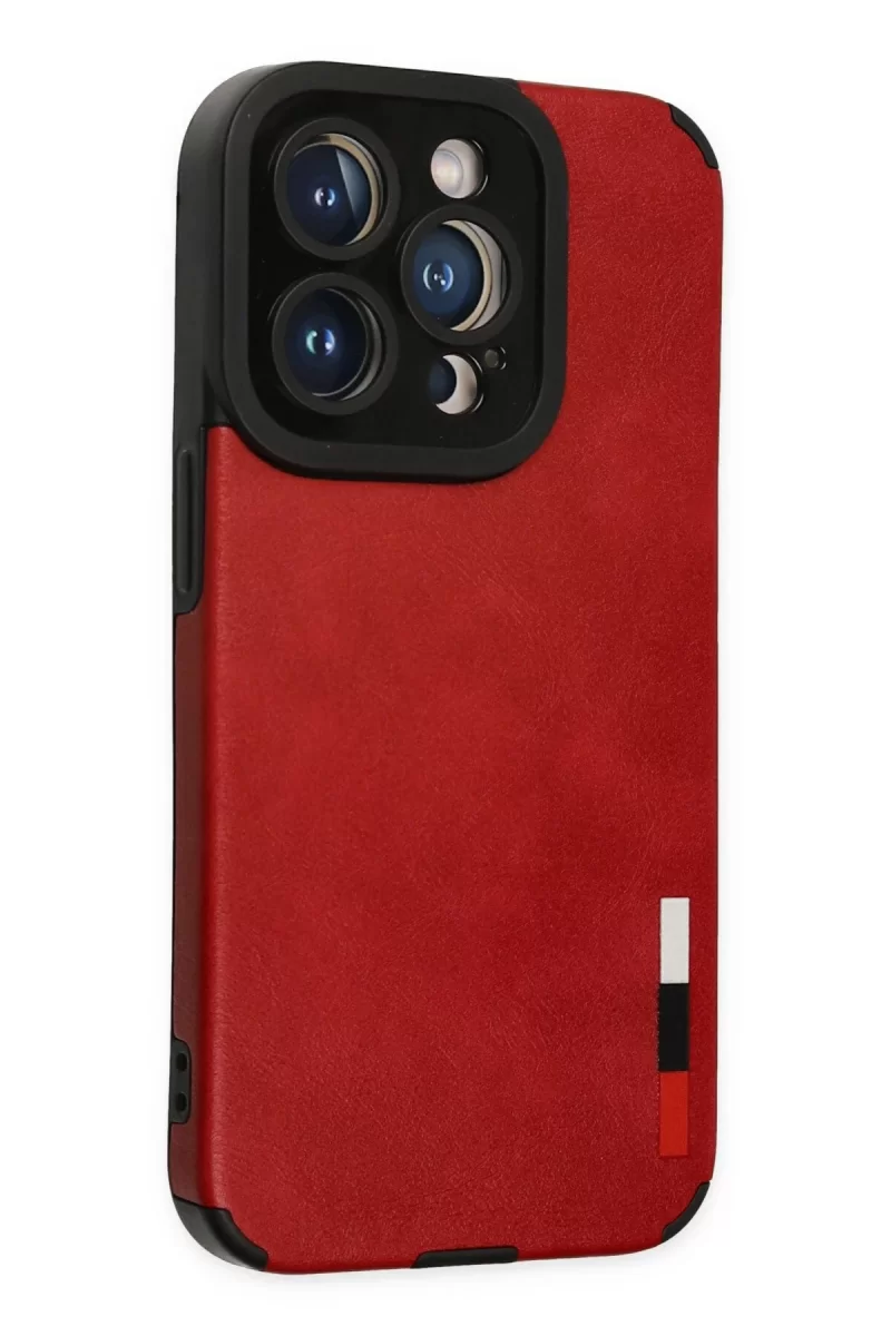 Newface Apple iPhone 14 Pro Max Kılıf Loop Deri Silikon - Kırmızı