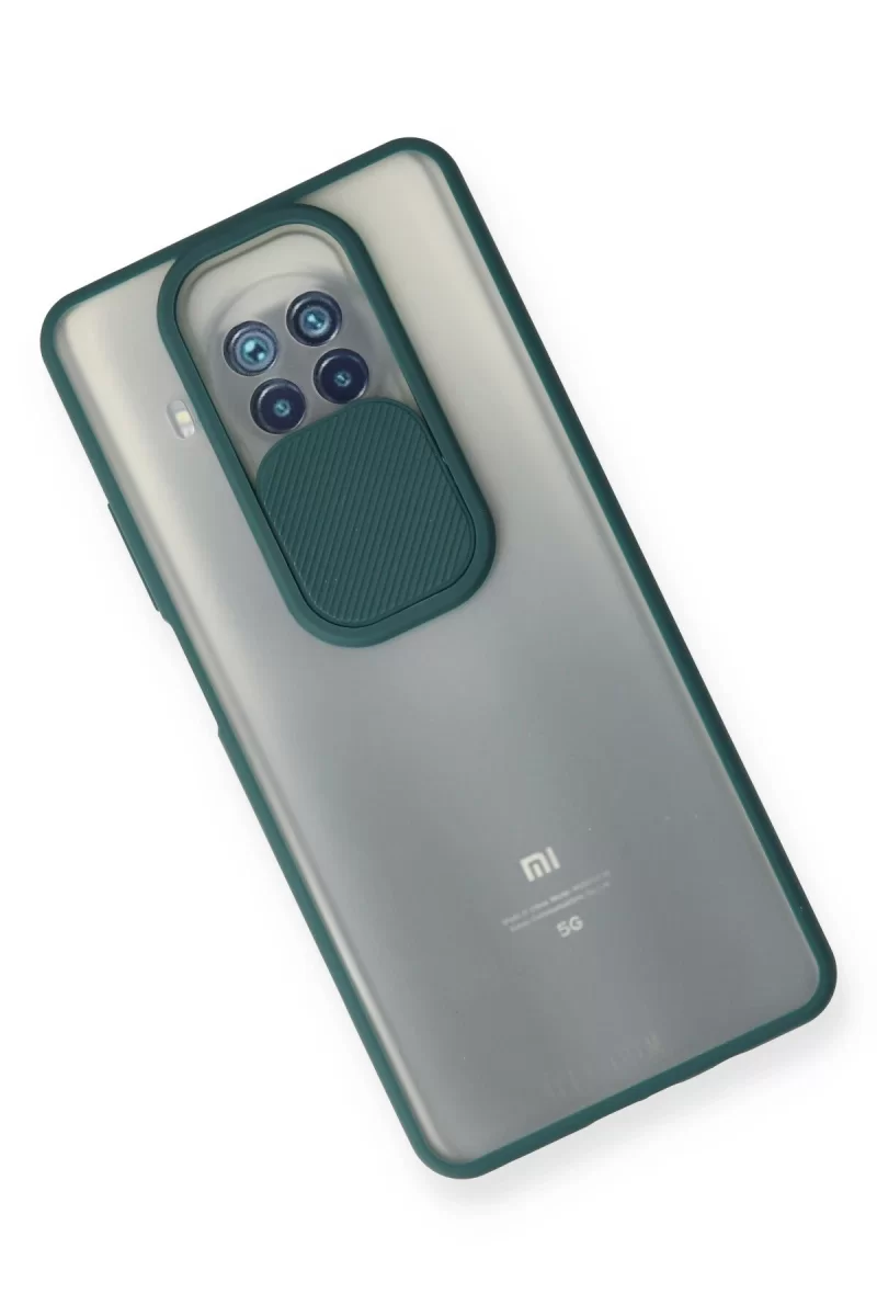 Newface Xiaomi Mi 10T Lite Kılıf Palm Buzlu Kamera Sürgülü Silikon - Yeşil
