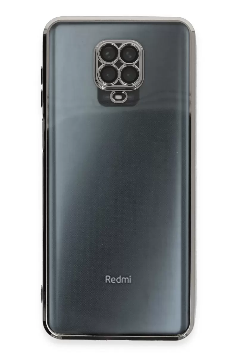Newface Xiaomi Redmi Note 9 Pro Kılıf Razer Lensli Silikon - Gümüş