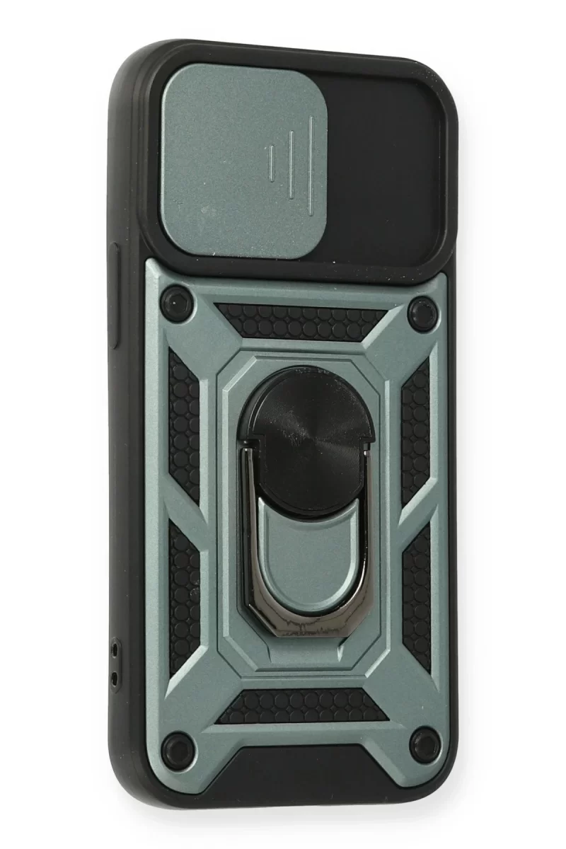 Newface Apple iPhone 11 Kılıf Pars Lens Yüzüklü Silikon - Yeşil