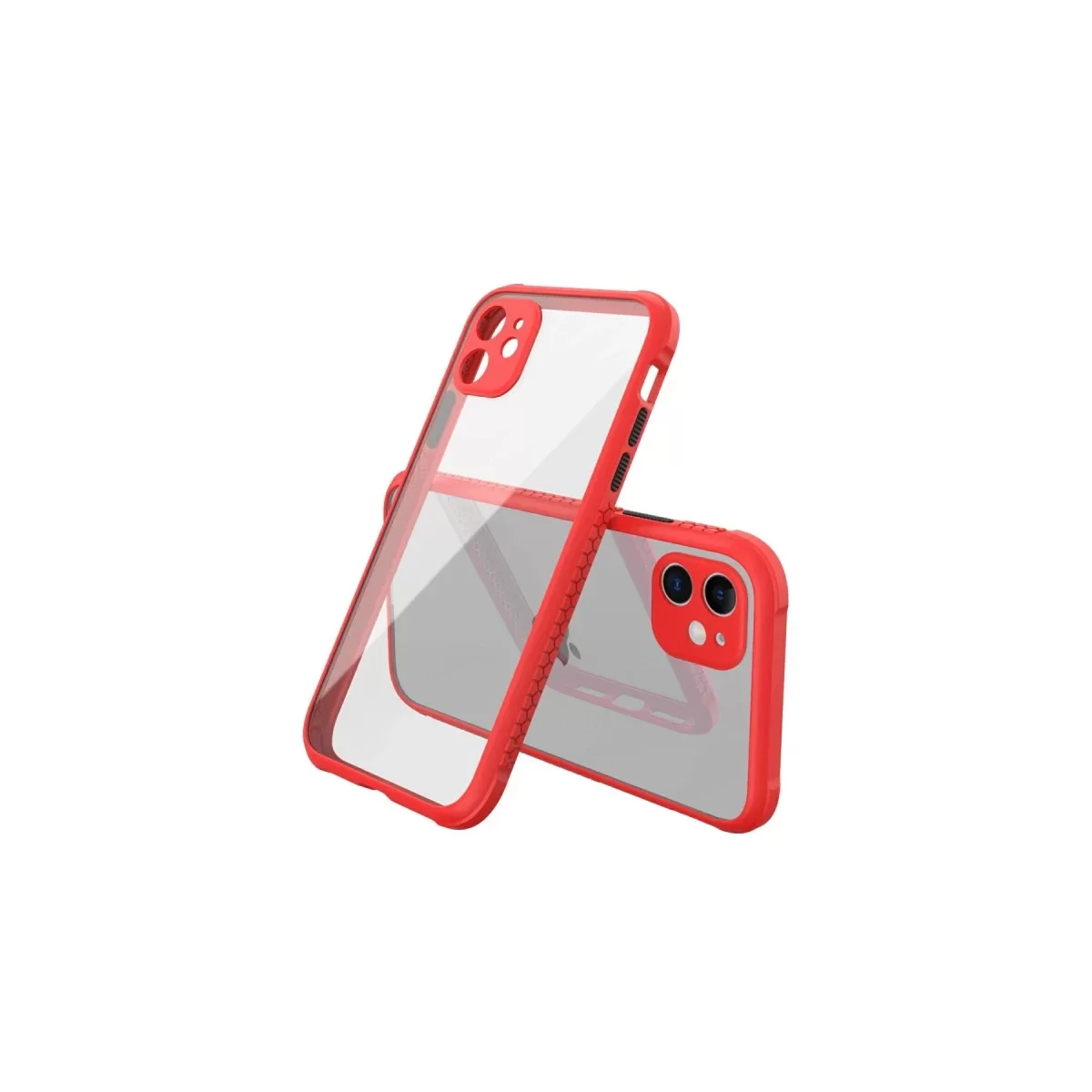 Newface Apple iPhone 12 Mini Kılıf Miami Şeffaf Silikon - Kırmızı