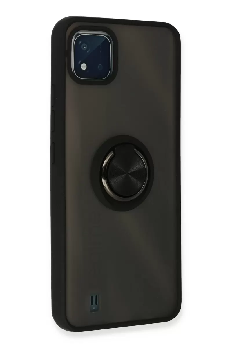 Newface Realme C11 2021 Kılıf Montreal Yüzüklü Silikon Kapak - Siyah
