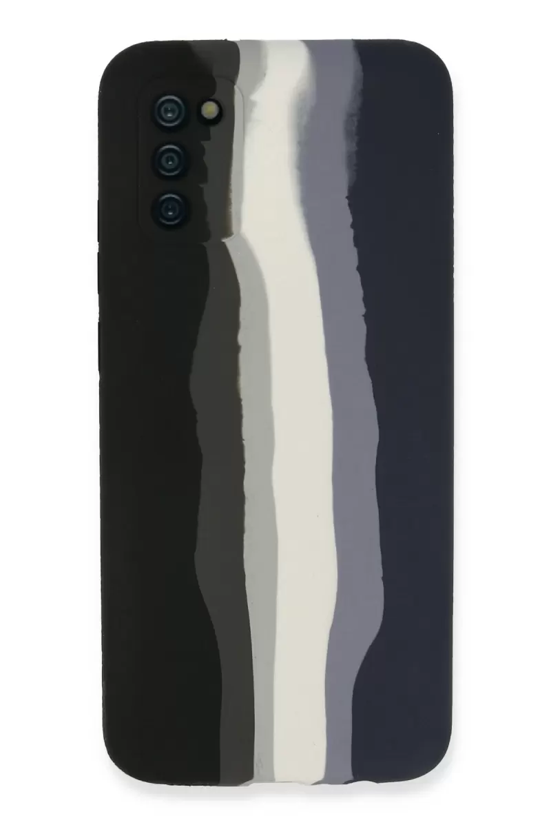 Newface Samsung Galaxy A03S Kılıf Ebruli Lansman Silikon - Siyah-Lacivert